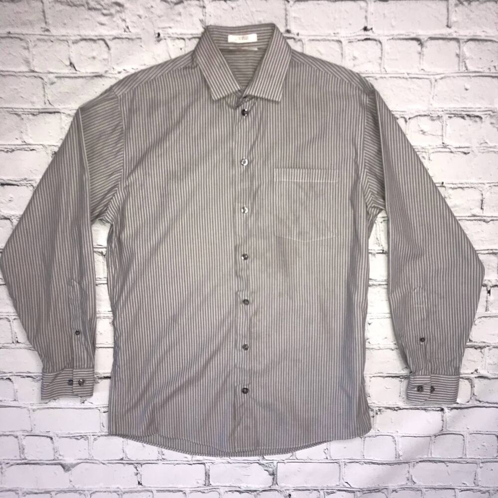 Gray w/ White Striped Button Up K. Cole